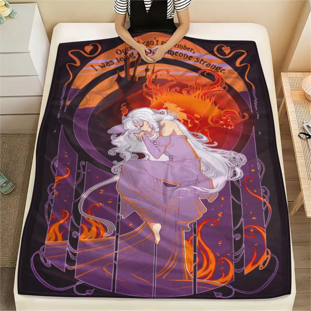 1PC The Last Unicorn Print Flannel Blanket, High quality Comfortable for All Seasons, Home Decor, Warmth and Comfort, Perfect for Christmas Gifts199