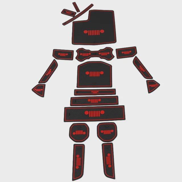 Для Wrangler JL 2018-2023 Автомобильные резиновые коврики для салона Автомобильные аксессуары в стиле Красный и белый