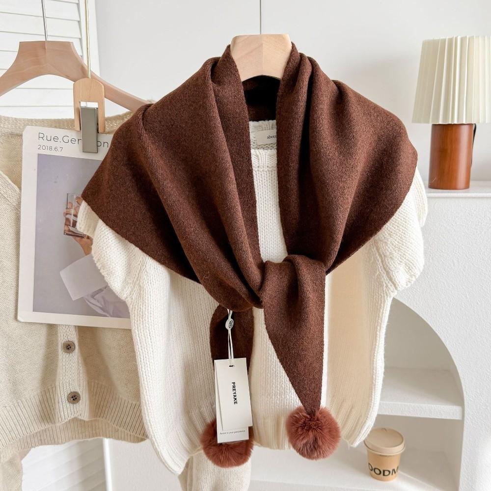 Cross Tie Triangle Knit Scarf Soft Thick Shoulder Cover Neck Wrap for Women Winter Daily Use