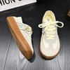 2025 Summer New Mango Head Canvas Shoes Half Drag Step Heel Two Wear Women's Shoes One Pedal Shoes Big Head Lazy Shoes