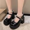 Fashion Fashion Chunky Platform High Heels Women's Shoes Loafers 2024Autumn Height Increasing Mary Jane Shoes Lolita Uniform Leather Sho