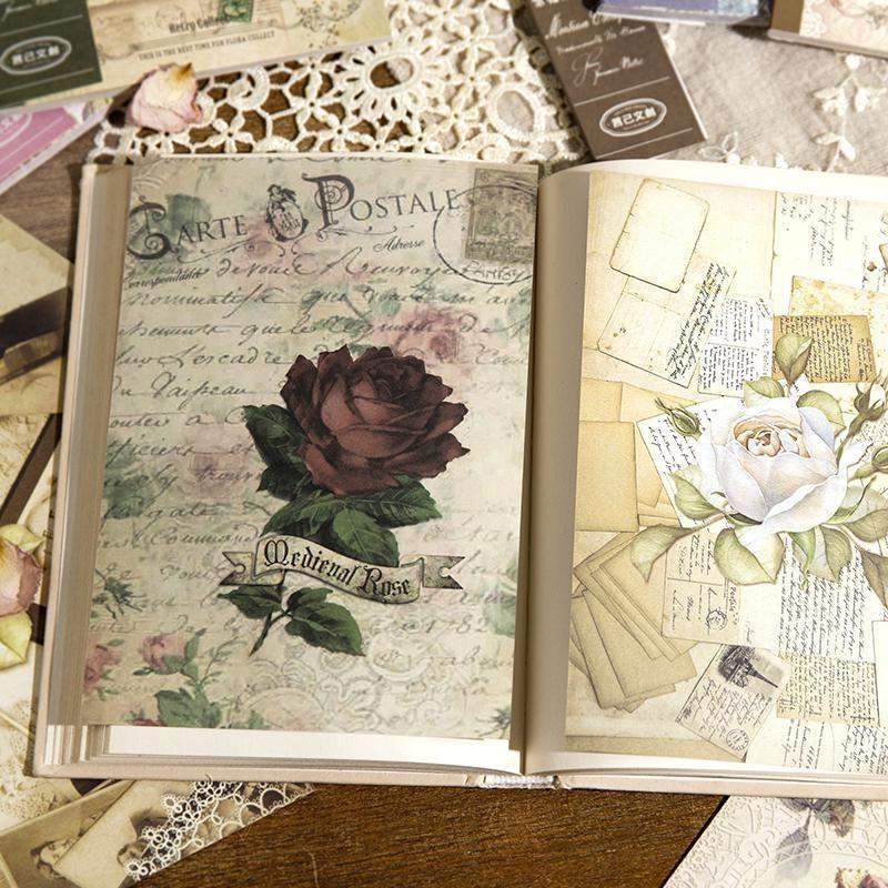 40pcs Pictures Unrepeated Large Size Vintage Material Paper Double Sided Material Book Retro Scrapbooking Journaling Decor Stationery