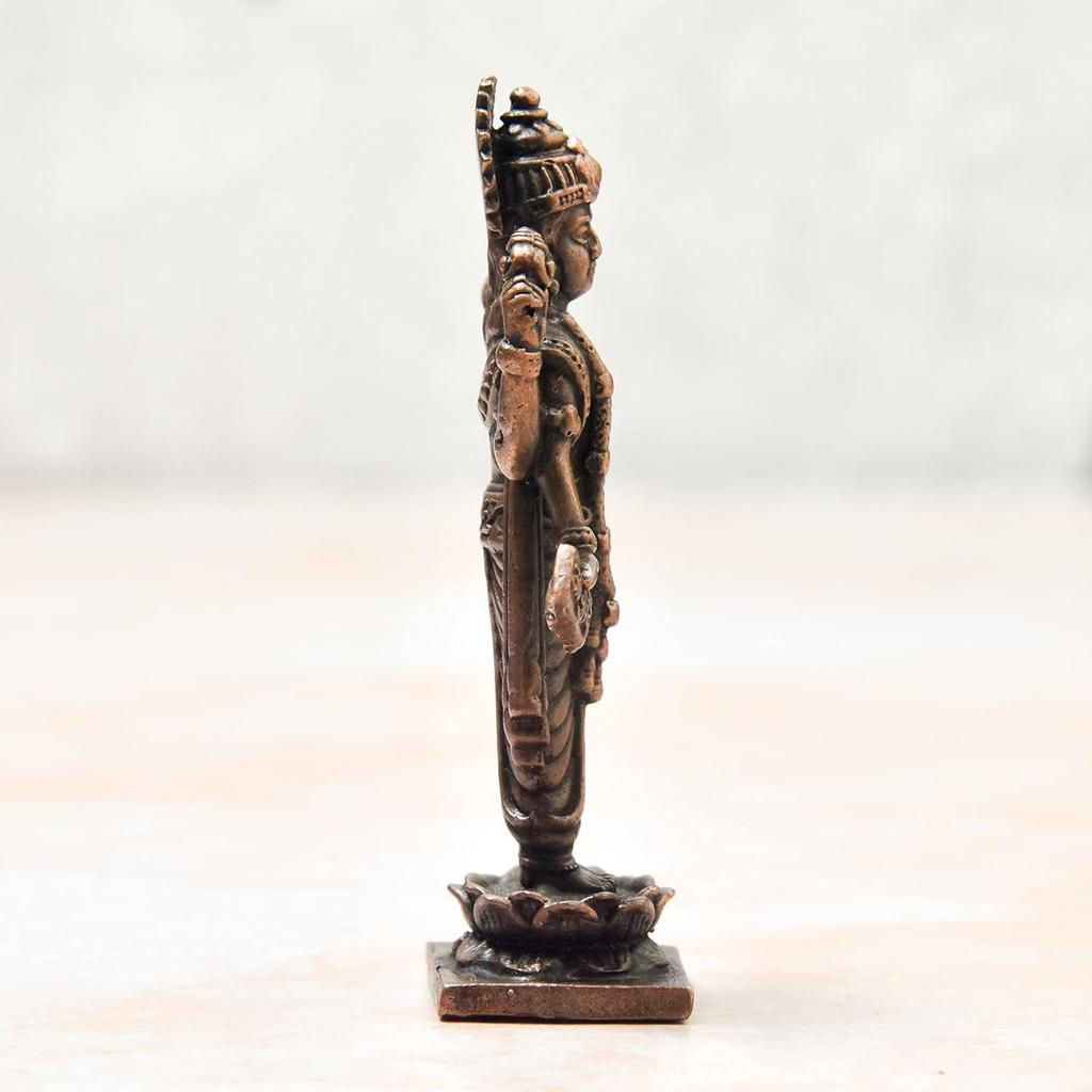 2.75-Inch Handmade Copper Dhanvantri Idol with Patina Antique Finish