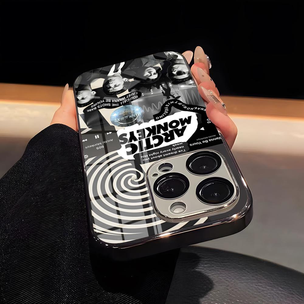 Чехол для телефона Rock Band Arctic Monkeys Роскошный стеклянный чехол для телефона Для IPhone 17 16 15 14 13 12 11 Pro Max Покрытие Рамка Чехол