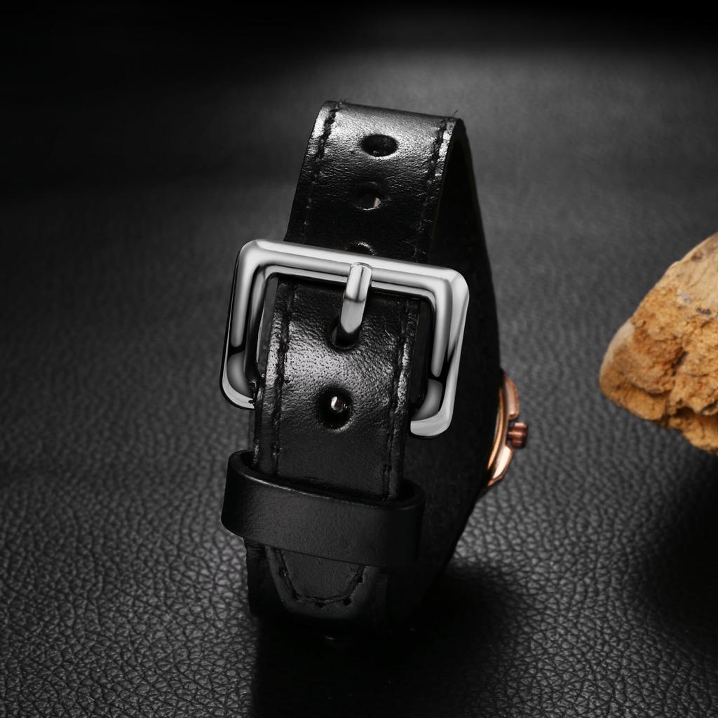 И водонепроницаемые кожаные наручные часы в стиле панк-ретро, классические часы с классическим диском, имитация кварца, унисекс, регулируемый ремешок, удобные в использовании, черные мужские