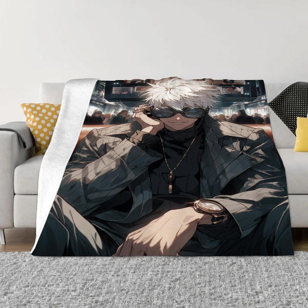 Jujutsu Kaisen-Gojo Satoru Bed Throw Blanket for Sofa Luxury Bedding Fluffy Plaid Custom Blankets King Size Home Interior Knee &