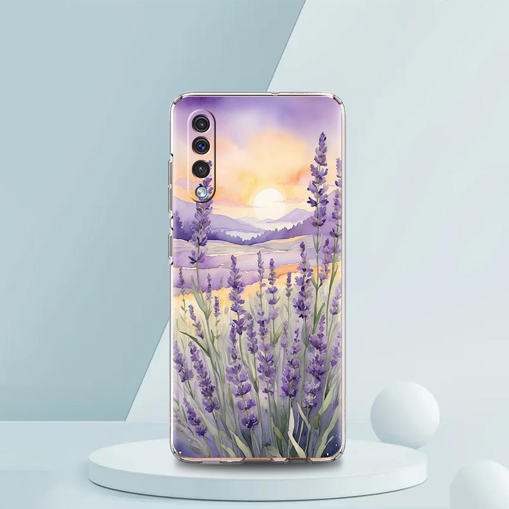Прозрачный чехол для телефона для Samsung Galaxy A16 A14 A12 A22 A24 A42 A02 A03S A06 A20 A30 A40 Мягкий чехол из ТПУ Лавандовый узор Capas