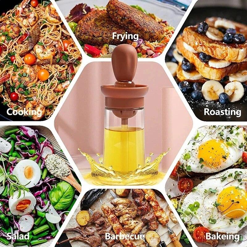 Kitchen Bottle Silicone Brush Oil Bbq Grill Dropper Olive Oil Dispenser Bottle For Cooking Baking Barbecue Kitchen Accessories