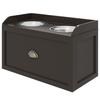 Stainless Steel Raised Dog Bowls, with 21L Storage Drawer for Large Dogs - Brown