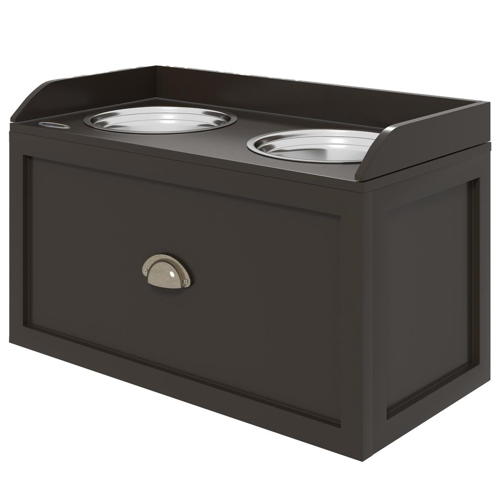 Stainless Steel Raised Dog Bowls, with 21L Storage Drawer for Large Dogs - Brown