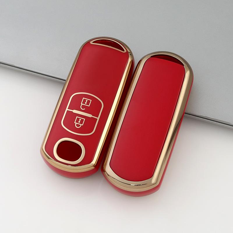 Чехол для ключа с золотой оправой для 2-кнопочных/3-кнопочных моделей Mazda CX-30, Atez, CX-4, CX-5, CX-8