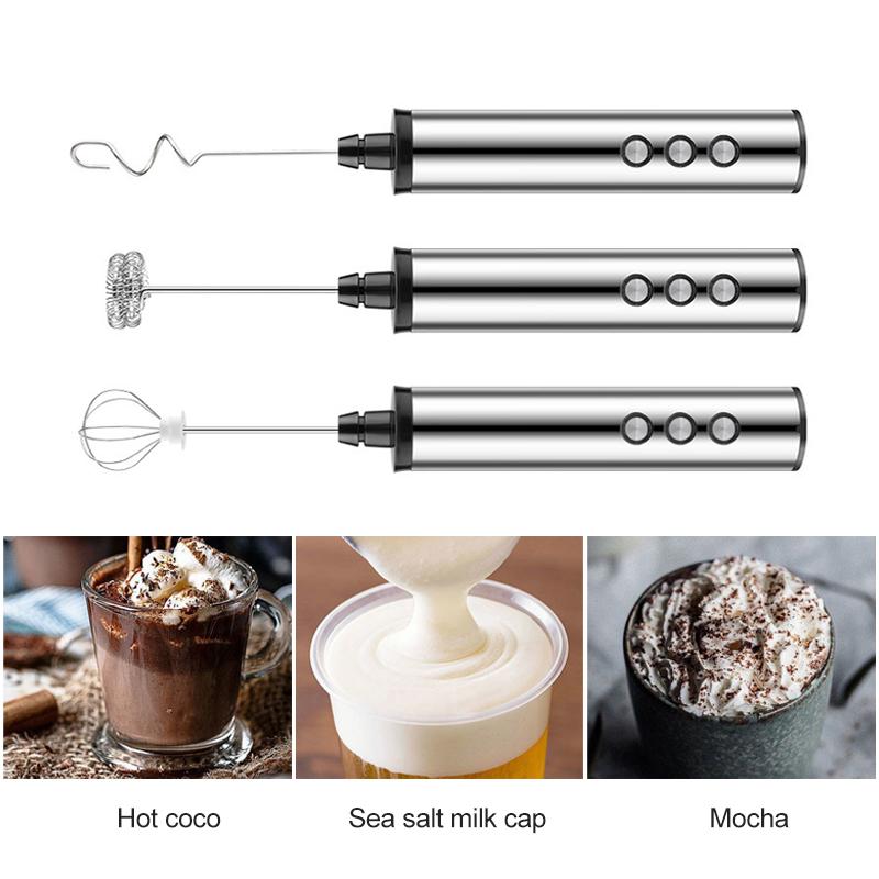 3 Modes Milk Fr Electric Handheld Cappuccino Maker Coffee Foamer Mini Portable Food Blender Kitchen Whisk Mixer For Coffee