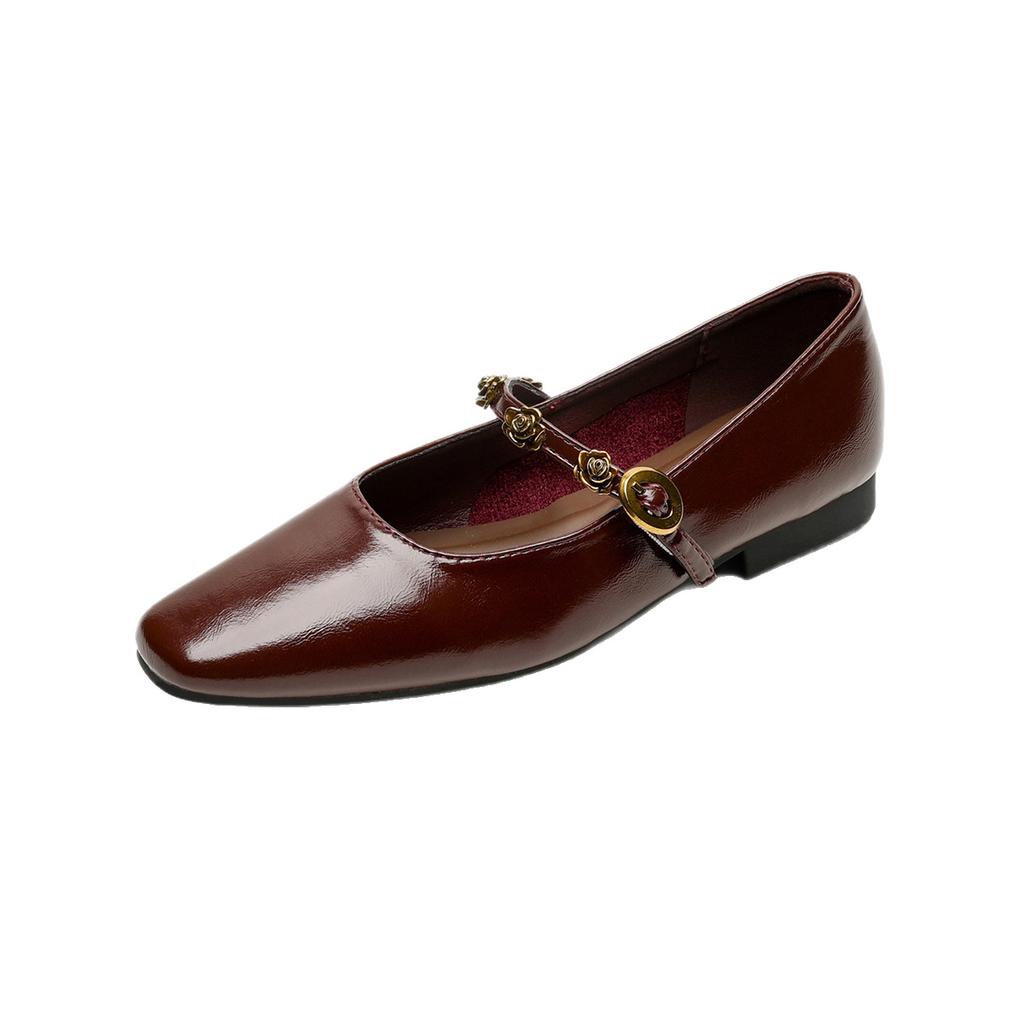 [Shei Su Yinyin, Manta Rose~ 4cm Rose Gold Buckle Mary Jane Single Shoes Women's French Rose Commuter Shoes