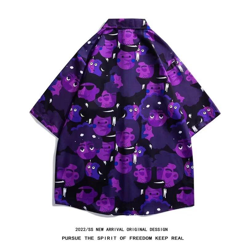 Мужская рубашка в стиле ретро, ​​мужской летний наряд, студенческий свободный крой, нишевый дизайн, повседневный мужской топ, верхняя одежда, пляжный топ