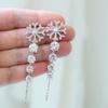 New Delicate Snowflake Link Earring Women with 4 Round Cubic Zircon Stone Wedding Party Daily Wear Best Gift Earring Jewelry