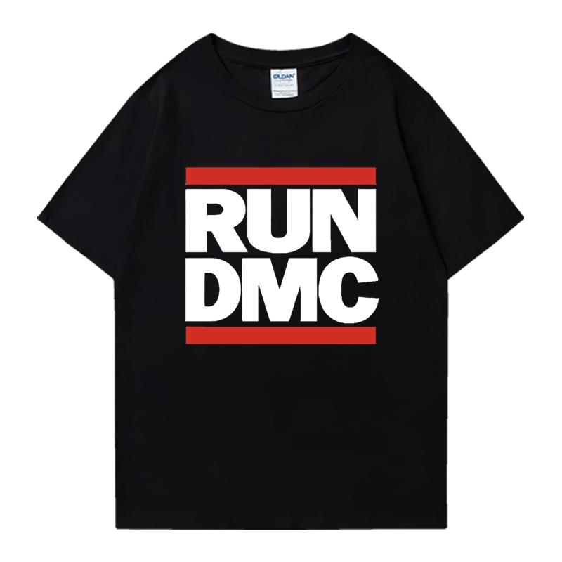 RUN DMC Graphic Print Crew Neck Oversized Tee Shirt Streetwear 100% Cotton Men Women Short Sleeve T-shirts Popular Unisex Tops