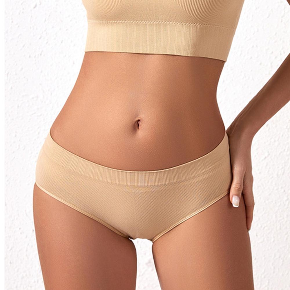 Бесшовные трусы с низкой посадкой для женщин, однотонные эластичные трусы с подъемом бедер, мягкие дышащие женские трусики с полным покрытием