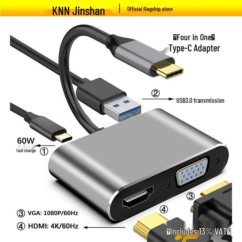 Док-станция Type-C на HDMI/VGA для зарядки Apple iPad и телефона Huawei