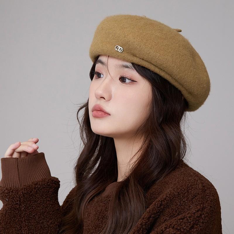 Шерстяной берет женский осенне-зимний литературный и ретро шляпа художника темпераментный универсальный для маленького лица теплая шляпа-бутон