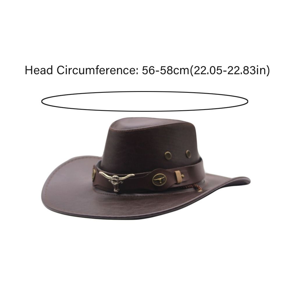 Drawstring Western Cowboy Hat PU Leather Fisherman Hat Elegant Summer Sun Hat Travel