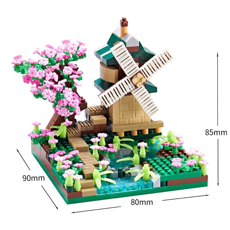 Mini Blocks Cabin Architecture Flower House Cake Coffee Shop Building Bricks Diy Toys For Boy Gift Girl Present New Year