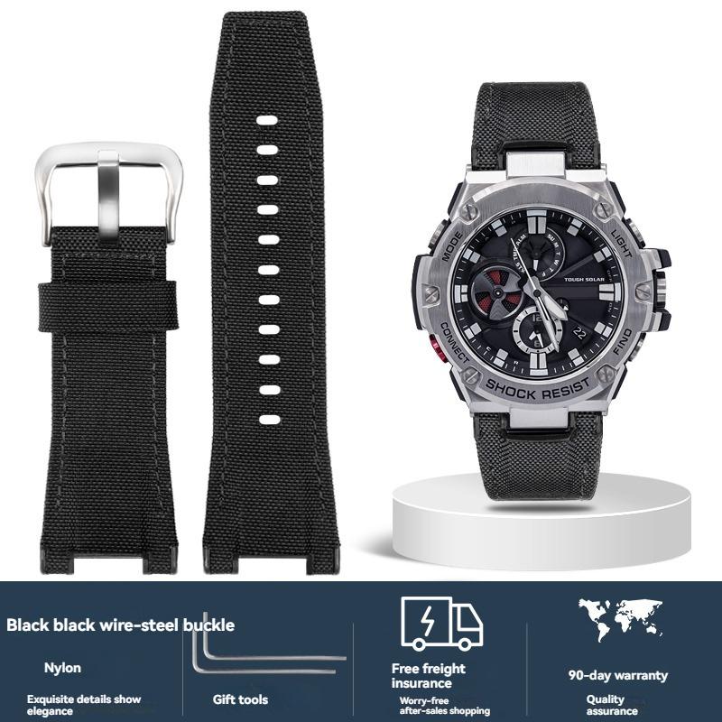 Ремешок из итальянской коровьей кожи и нейлона для Casio G-SHOCK GST-S130 S110 S120 W 130LB 100 W300, Мужской сменный ремешок GSR-B100