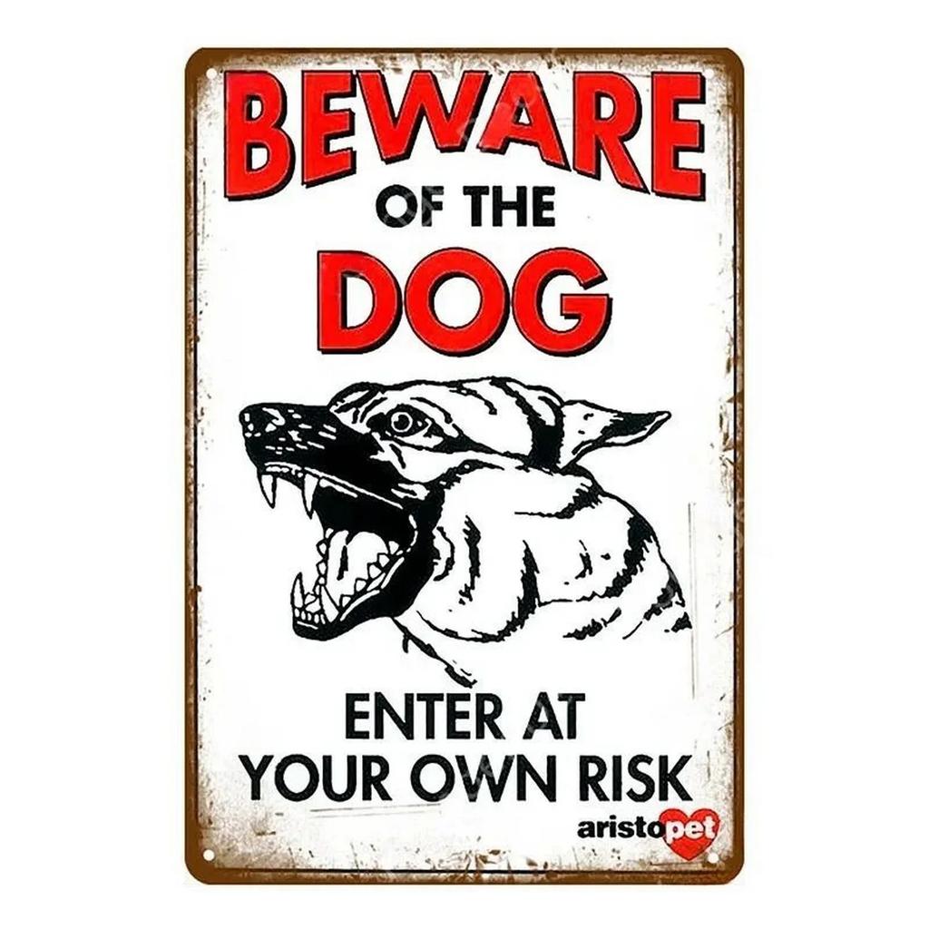 Decor Warning Vintage Metal Tin Signs Beware Dog Kisses Funny Poster Decor for Cafe Garage Bar Pub Club Man Cave Wall Decoration