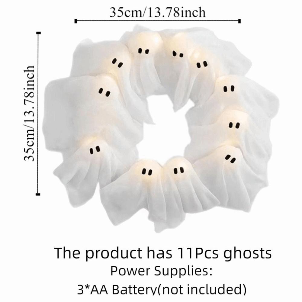11 LED Lights LED Light-Up Wreath 35cm Halloween Wreath Funny Spooky Front Door Hanging Decor Yard