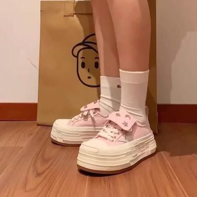 Версия из коровьей кожи~ парусиновые туфли на толстой подошве с внутренней танкеткой женские маленькие белые туфли низкие весенне-летние новые звездные повседневные кеды