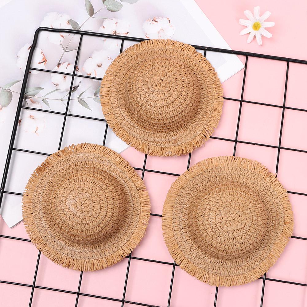 Handmade Tassel Hat Mini Straw Hat Hand Weaved Hats Doll Hat Accessories Doll House Ornament