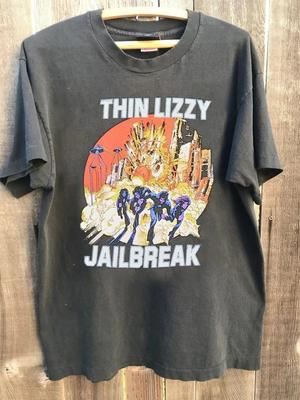 Футболка Thin Lizzy Band Jailbreak Explosion Угольный Цвет Топы футболки Мужская Женская Унисекс футболка