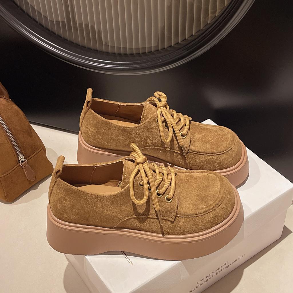 Туфли Boken на платформе, женская весна 2025, новые повседневные туфли на шнуровке в стиле ретро, универсальные мокасины на мягкой подошве, одинарные туфли