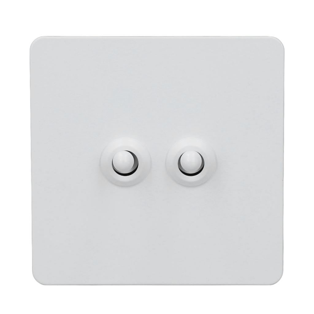 Настенный тумблер Панель из нержавеющей стали Изолированное основание из ПК 2-клавишный 2-полюсный тумблер Минималистичный белый