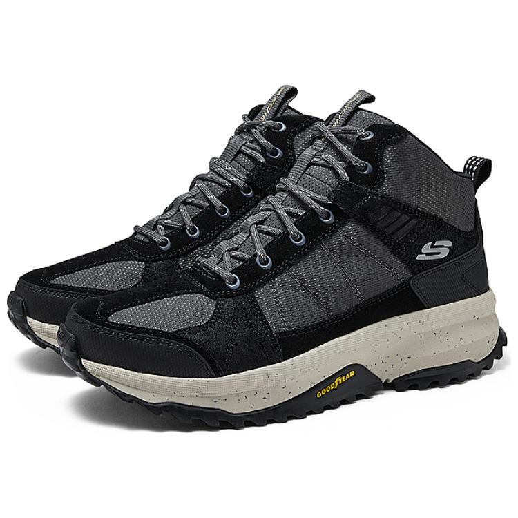 Skechers Уличные ретро-кеды для походов, прочные, средней высоты, мужские, черные, серые 237315-BLK