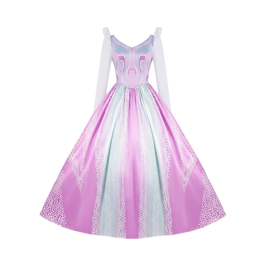 Cosplay Dress Set Long-Sleeve V-Neck Printed Dress