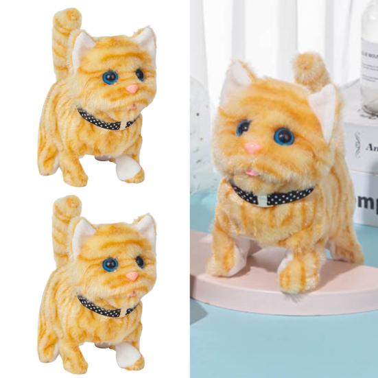 Электрический плюшевый кот, имитирующий мяуканье, ходьбу, виляние хвостом, милый котенок, плюшевый компаньон, успокаивающая игрушка