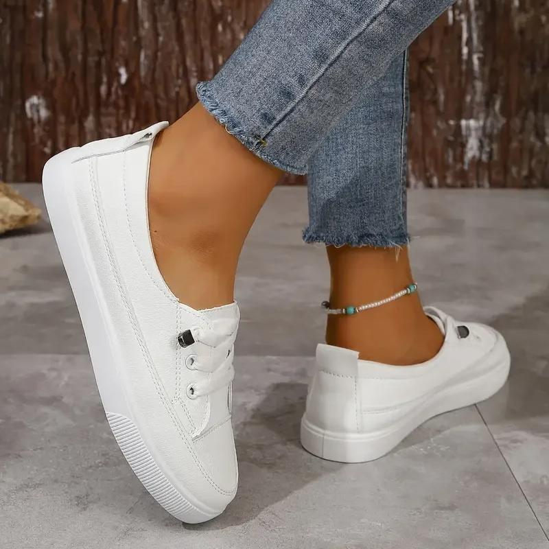 Износостойкие, легкие, дышащие однотонные кроссовки на плоской подошве, удобные повседневные кроссовки Zapatillas Deportivas Mujer