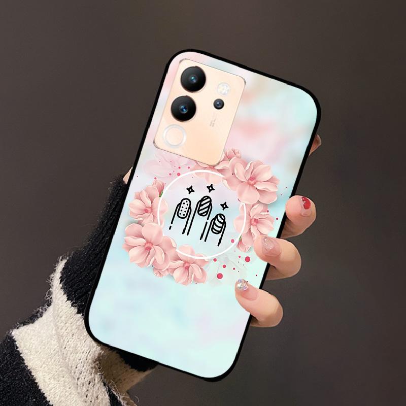Для Vivo V30 Lite 5G Чехол Модный Кот Астронавт Цветок Сумка для Телефона Для Vivo V30Lite 5G Роскошный Защитный Fundas Черный Coque