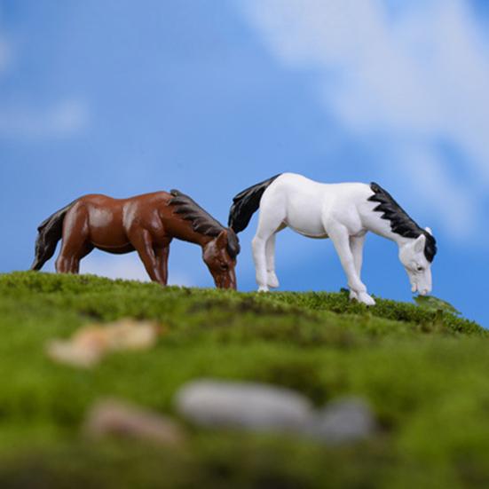 10Pcs Mini Miniature Horse Moss Fairy Garden Figurine Landscape Bonsai Decor Yousheng