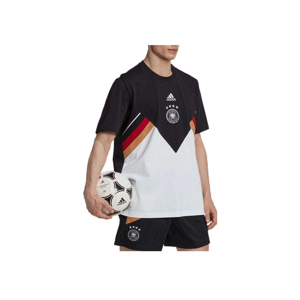 Adidas FW22 Colorblock Crew Neck Short Sleeve T-Shirt Men Tops Black HC1410