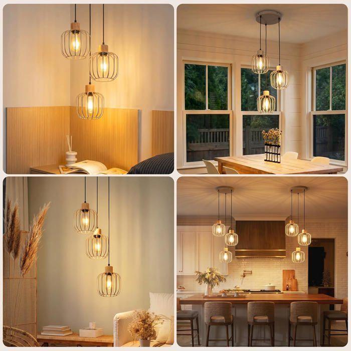 Lustre - NETTLIFE - 3 lumières - Gris - Métal - E27, style moderne