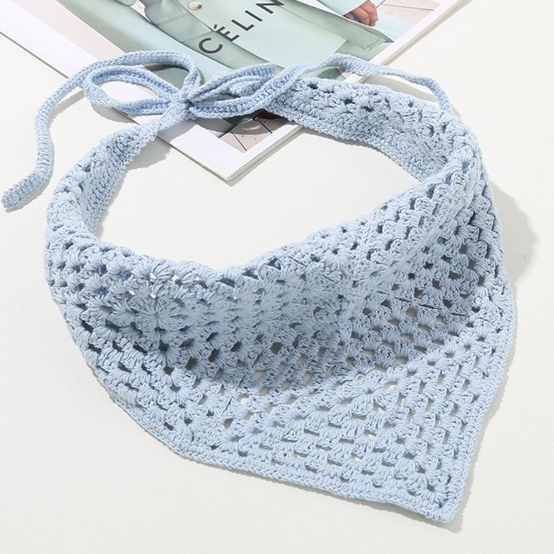 Женский платок на голову однотонный повязка на волосы обертывание головные уборы изысканная ручная вязка повязка на голову бандана повязка на волосы для отпуска