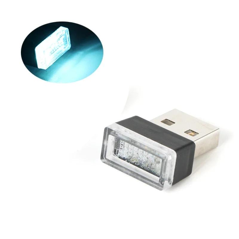 Car Mini USB LED Atmosphere Lights Decorative Lamp Blue and Red Purple White Interior Light PC Portable Plug