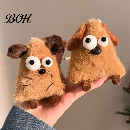 Fluffy Cartoon Hanging Ornament Cute Big-Eye Animal Plush Keychain, Triangle Monster Pendant for Keychain Backpack, Soft Stuffed Bag Charm,