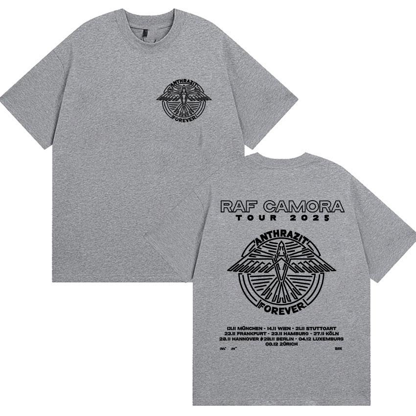 Мерч тура рэпера Raf Camora 2025 Мужская хип-хоп футболка оверсайз из хлопка Футболки в ретро-стиле Готическая модная футболка Уличная одежда