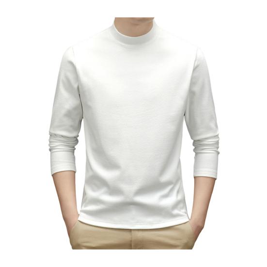 Весна Осень Мужской Топ Защита Шеи Полувысокий Воротник Двусторонний Немецкий Бархат Приталенный Эластичный Длинные Рукава Пуловер Базовый Свитшот