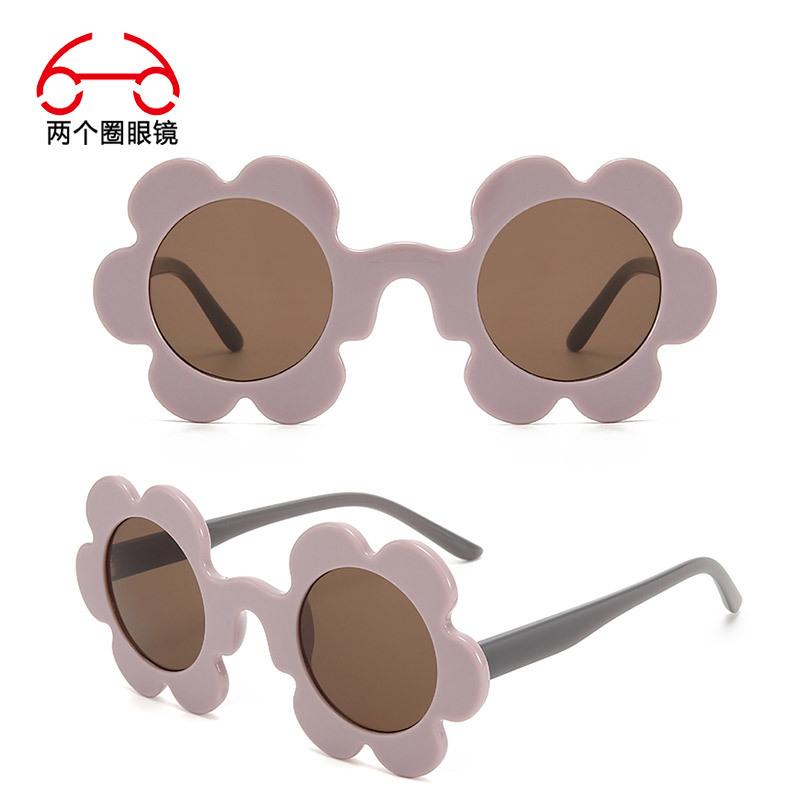 Two circles, metal hinge color sunflower sunglasses adult petal flower street shot cute sunglasses