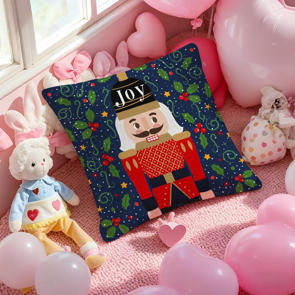 Nordic Nutcracker Soldier Toy Cushion Cover Pattern Printed Pillowcase for Living Room Sofa Cushion Cover & Bedroom Decor