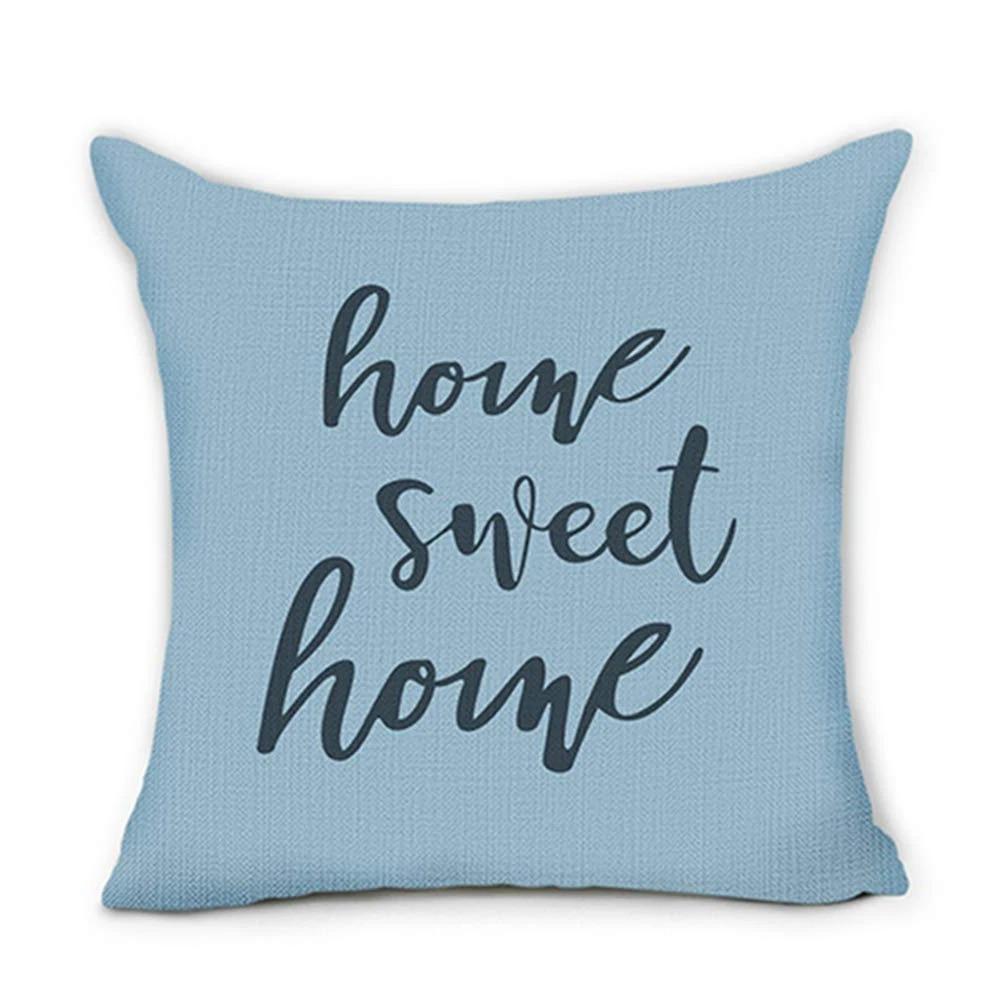 Домашний Декор Синий Геометрический и Цветочный Дом Милый Дом Подушки Узор Наволочка Подходит Для Дивана Спальни Автомобиля Наволочка