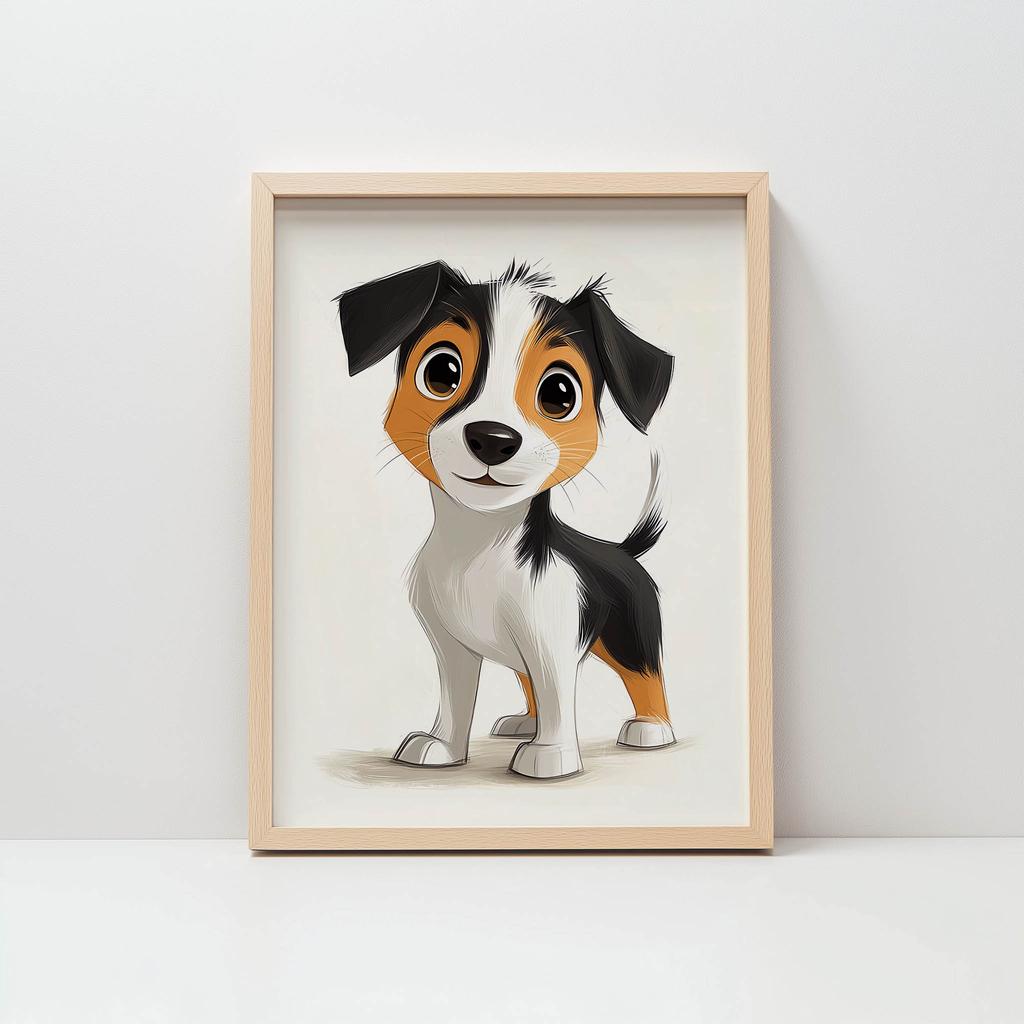 Jack Russell Terrier Dog Poster Jack Russell Terrier Dog Poster, 50X70 Cm, Dark Brown Wooden Frame, 230 Gsm Matte Paper
